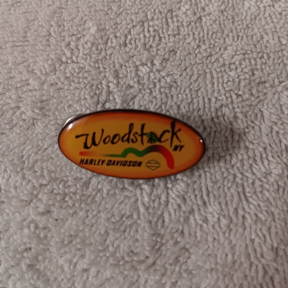 Harley-Davidson Woodstock NY Orange and Green Pin